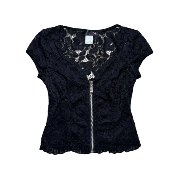 Y2K Oh Yes Lace Zip Top - Picture 1 of 4